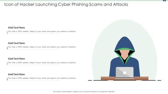 Icon Of Hacker Launching Cyber Phishing Scams And Attacks Background PDF