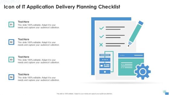 Icon Of IT Application Delivery Planning Checklist Portrait PDF