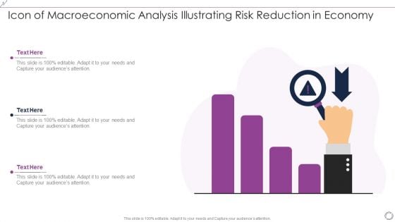 Icon Of Macroeconomic Analysis Illustrating Risk Reduction In Economy Formats PDF