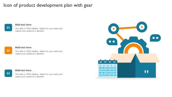 Icon Of Product Development Plan With Gear Summary PDF