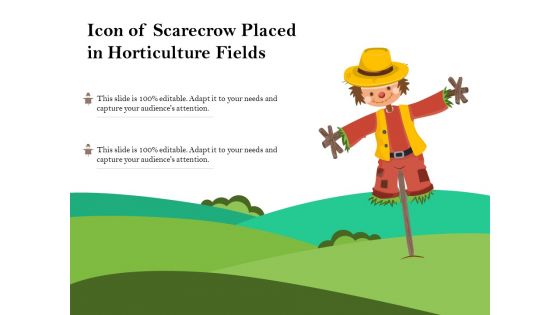 Icon Of Scarecrow Placed In Horticulture Fields Ppt PowerPoint Presentation Inspiration Summary PDF