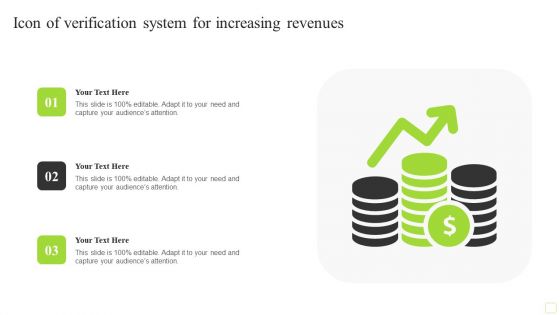 Icon Of Verification System For Increasing Revenues Mockup PDF