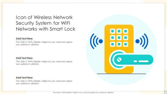 Icon Of Wireless Network Security System For WIFI Networks With Smart Lock Sample PDF