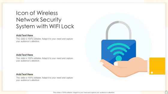 Icon Of Wireless Network Security System With WIFI Lock Elements PDF