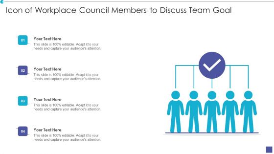 Icon Of Workplace Council Members To Discuss Team Goal Icons PDF