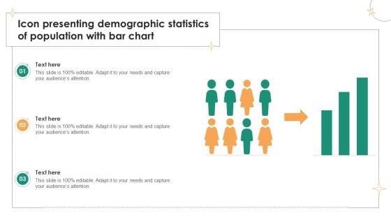 Icon Presenting Demographic Statistics Of Population With Bar Chart Inspiration PDF