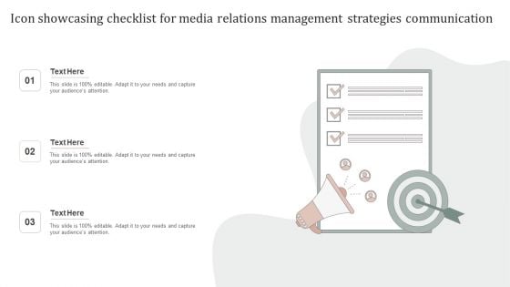 Icon Showcasing Checklist For Media Relations Management Strategies Communication Themes PDF