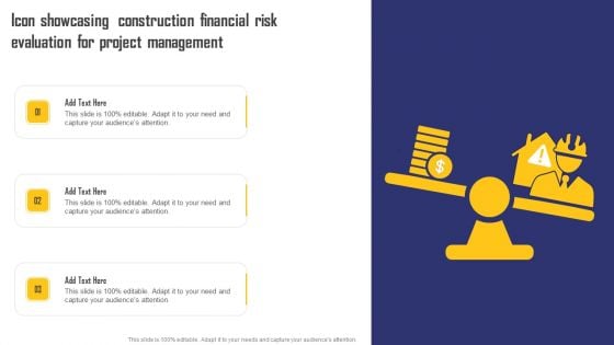 Icon Showcasing Construction Financial Risk Evaluation For Project Management Inspiration PDF