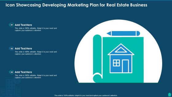 Icon Showcasing Developing Marketing Plan For Real Estate Business Demonstration PDF