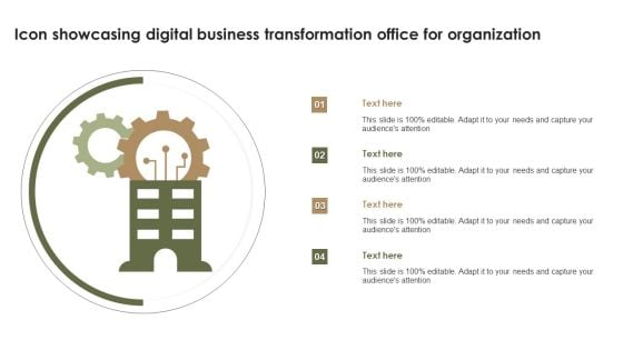 Icon Showcasing Digital Business Transformation Office For Organization Formats PDF