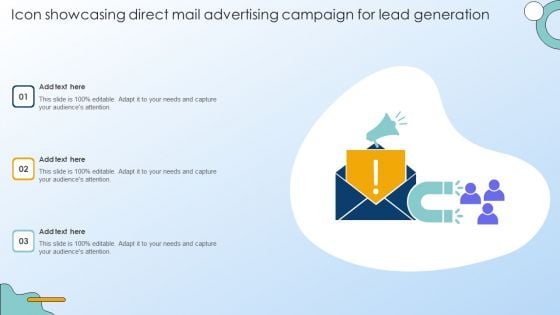 Icon Showcasing Direct Mail Advertising Campaign For Lead Generation Formats PDF