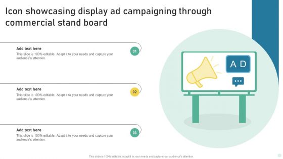 Icon Showcasing Display Ad Campaigning Through Commercial Stand Board Diagrams PDF