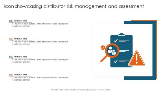 Icon Showcasing Distributor Risk Management And Assessment Summary PDF