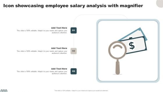 Icon Showcasing Employee Salary Analysis With Magnifier Formats PDF