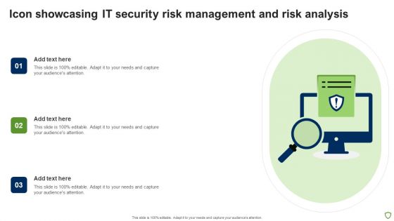 Icon Showcasing IT Security Risk Management And Risk Analysis Designs PDF