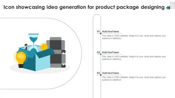 Icon Showcasing Idea Generation For Product Package Designing Inspiration PDF