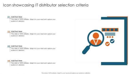 Icon Showcasing It Distributor Selection Criteria Pictures PDF