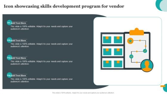 Icon Showcasing Skills Development Program For Vendor Elements PDF