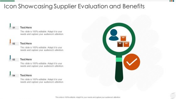 Icon Showcasing Supplier Evaluation And Benefits Demonstration PDF