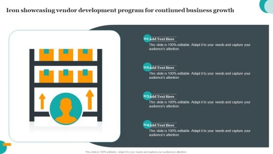 Icon Showcasing Vendor Development Program For Continued Business Growth Professional PDF