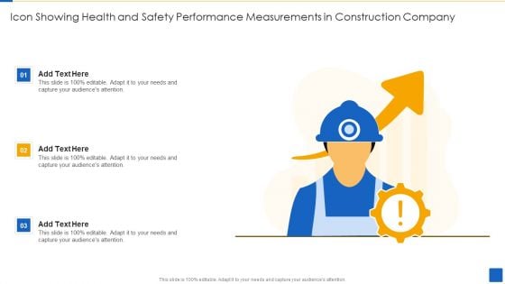 Icon Showing Health And Safety Performance Measurements In Construction Company Summary PDF