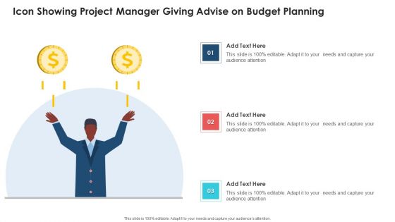 Icon Showing Project Manager Giving Advise On Budget Planning Professional PDF