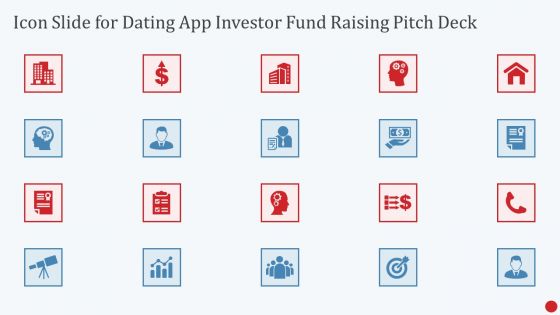 Icon Slide For Dating App Investor Fund Raising Pitch Deck Diagrams PDF