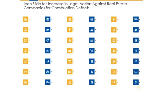 Icon Slide For Increase In Legal Action Against Real Estate Companies For Construction Defects Ppt Outline Elements PDF