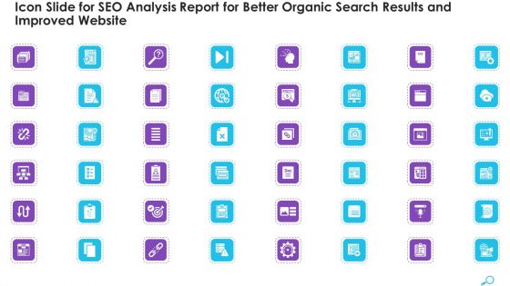 Icon Slide For SEO Analysis Report For Better Organic Search Results And Improved Website Slide2 Background PDF