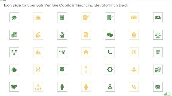 Icon Slide For Uber Eats Venture Capitalist Financing Elevator Pitch Deck Ideas PDF