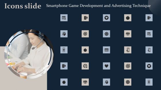 Icon Slide Smartphone Game Development And Advertising Technique Structure PDF