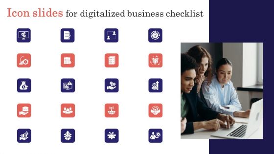 Icon Slides For Digitalized Business Checklist Demonstration PDF