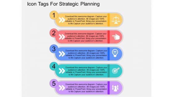 Icon Tags For Strategic Planning Powerpoint Templates