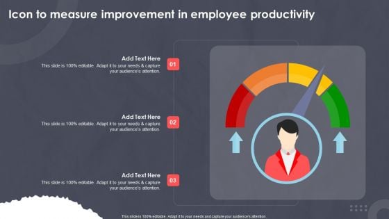 Icon To Measure Improvement In Employee Productivity Ppt PowerPoint Presentation Show Tips PDF