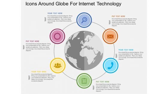 Icons Around Globe For Internet Technology Powerpoint Templates