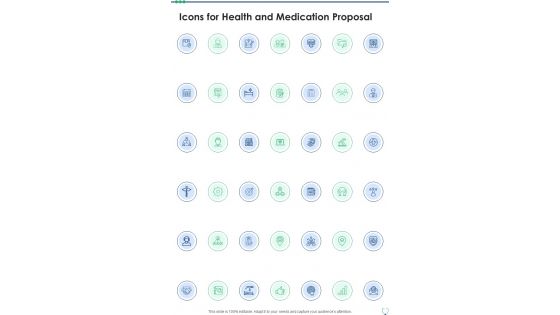 Icons For Health And Medication Proposal One Pager Sample Example Document