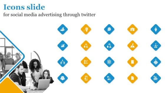 Icons For Social Media Advertising Through Twitter Information PDF