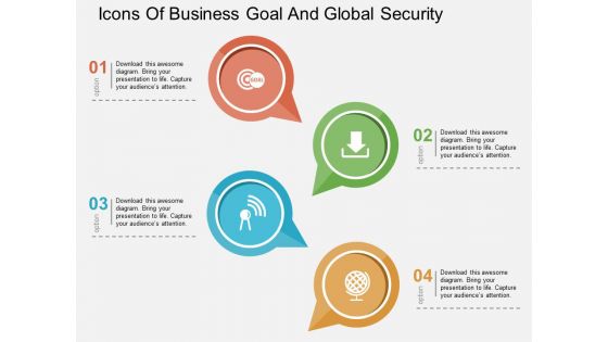 Icons Of Business Goal And Global Security Powerpoint Templates