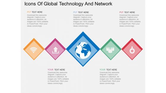 Icons Of Global Technology And Network Powerpoint Templates