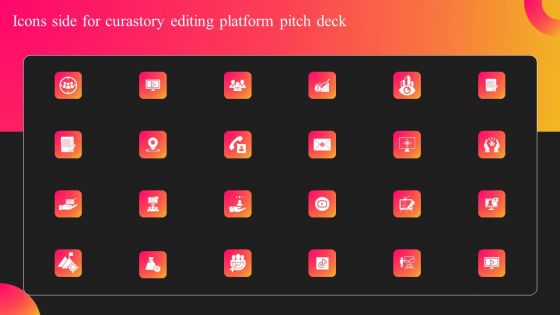 Icons Side For Curastory Editing Platform Pitch Deck Sample PDF