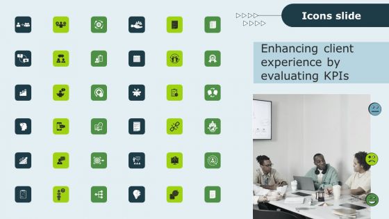 Icons Sldie Enhancing Client Experience By Evaluating Kpis Graphics PDF