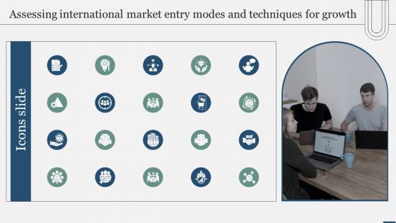 Icons Slide Assessing International Market Entry Modes And Techniques For Growth Structure PDF