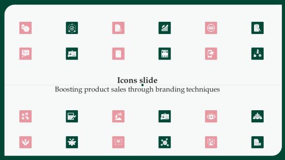 Icons Slide Boosting Product Sales Through Branding Techniques Clipart PDF