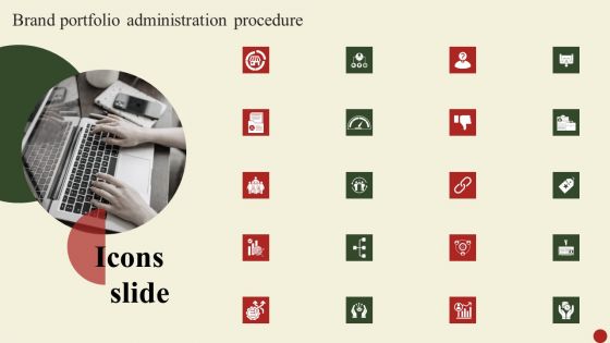 Icons Slide Brand Portfolio Administration Procedure Inspiration PDF