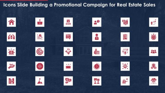 Icons Slide Building A Promotional Campaign For Real Estate Sales Ideas PDF