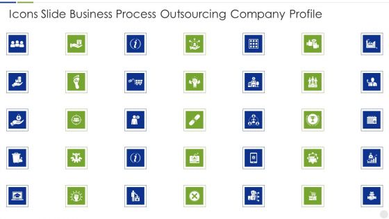 Icons Slide Business Process Outsourcing Company Profile Infographics PDF