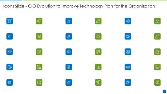 Icons Slide CIO Evolution To Improve Technology Plan For The Organization Template PDF