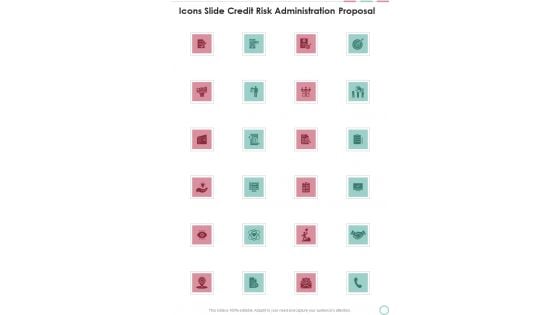 Icons Slide Credit Risk Administration Proposal One Pager Sample Example Document Icons Slide Credit Risk Administration Proposal One Pager Sample Example Document