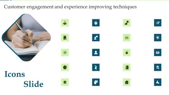 Icons Slide Customer Engagement And Experience Improving Techniques Microsoft PDF