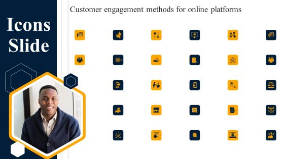 Icons Slide Customer Engagement Methods For Online Platforms Mockup PDF